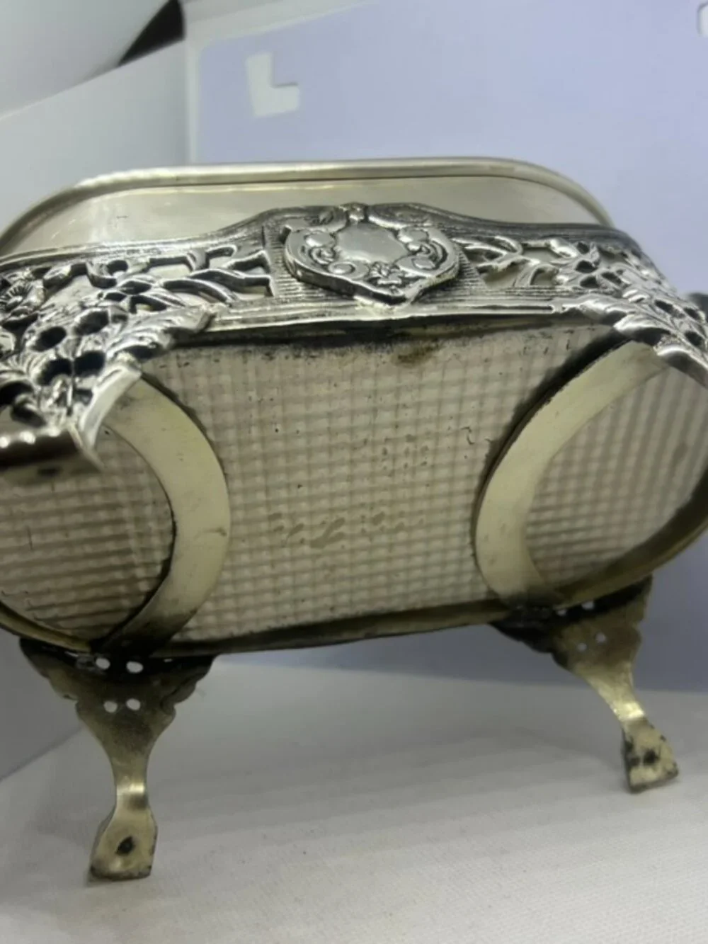 Antique! Silver-Plated Ornate Basket With Ornate Floral Rococo Design ~11